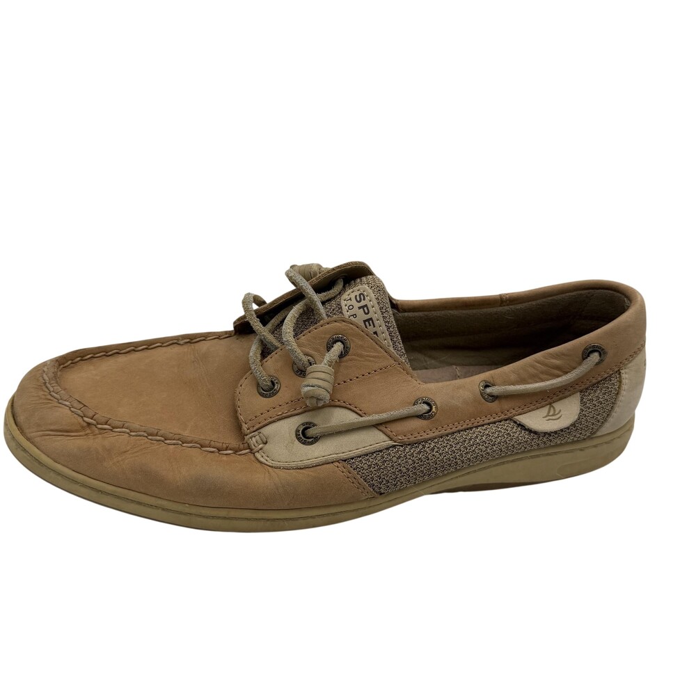 Sperry Top-Sider Shoes Womens Size 11 Beige Leather Boat Casual STS90466